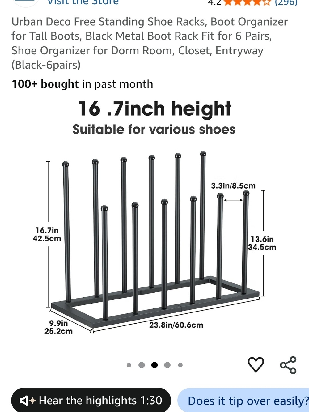 Boot & Shoe Organizer Rack - Black - Picture 4 of 8